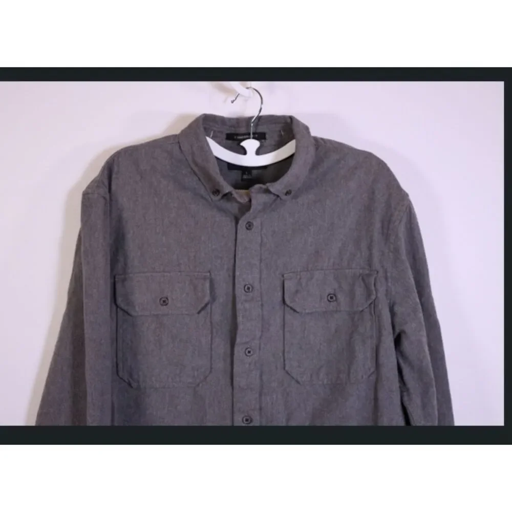Banana Republic Gray Mens Button Down Shirt Size Large Cotton Long Sleeve